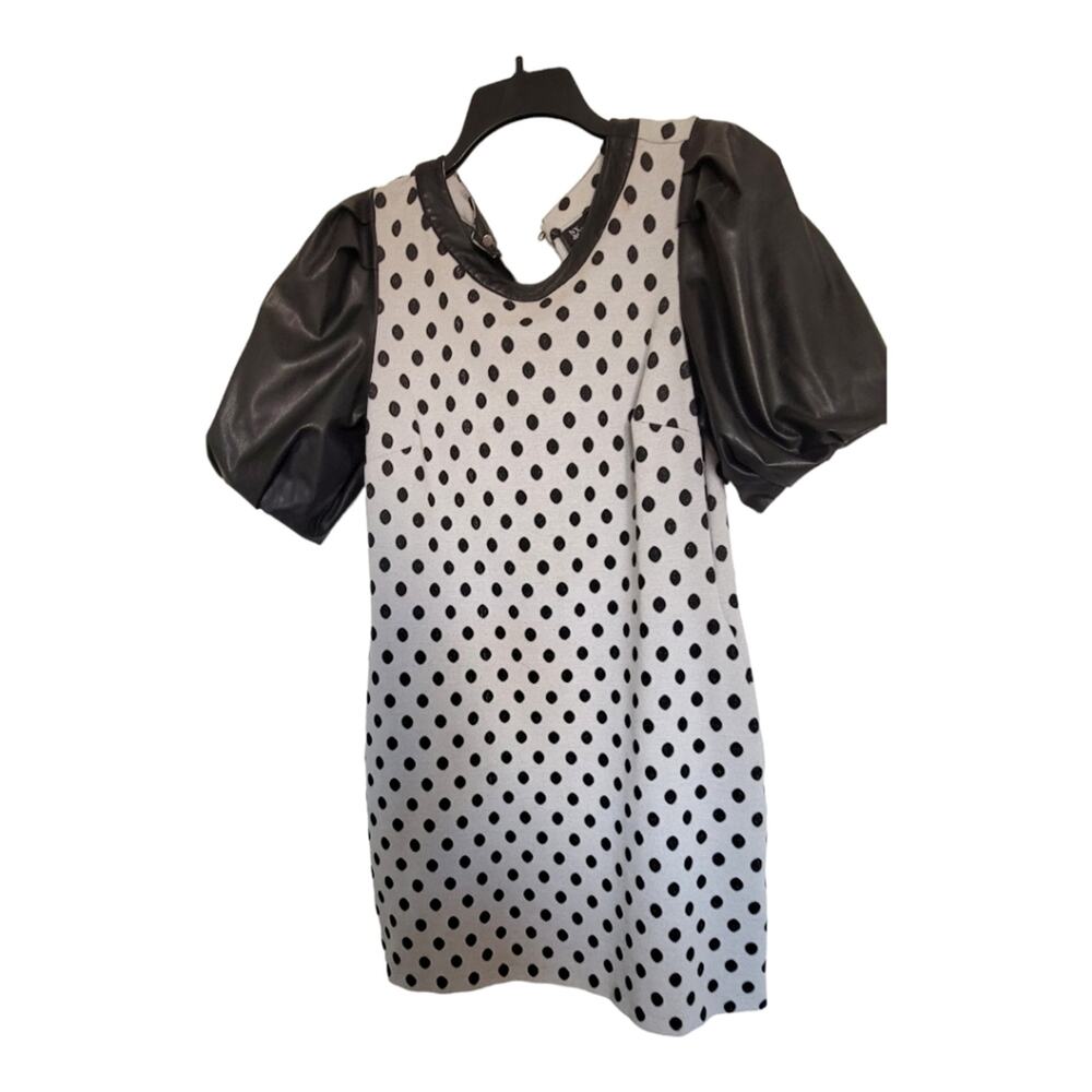 Dot-print Faux Leather - Sleeve Shift Dress, New York & Company - Picture 5 of 5